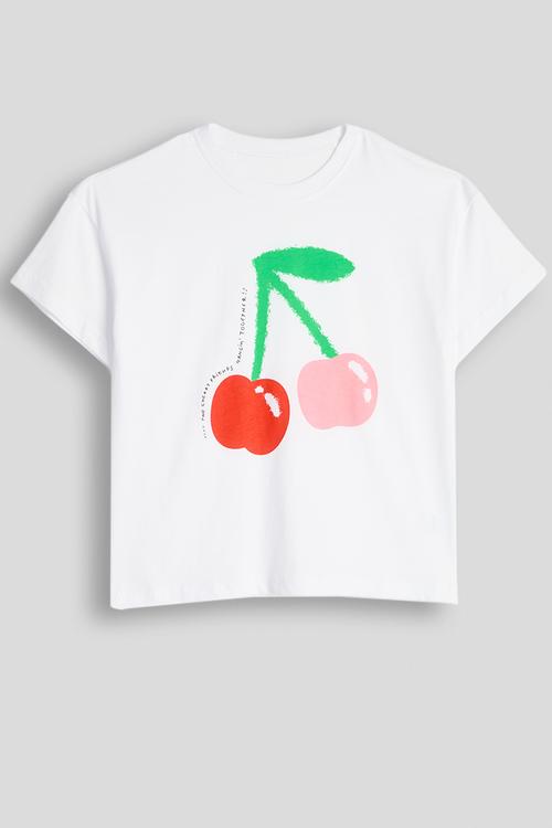 Cherry placement tee - white