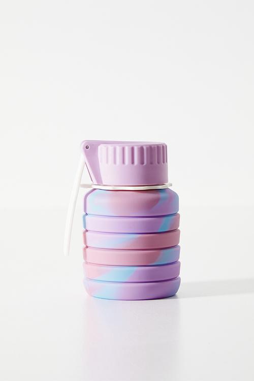 Silicone foldable water bottle - purple/pink