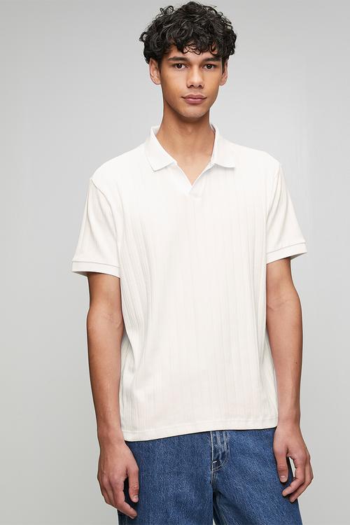 Varigated ribs polo - white / off white