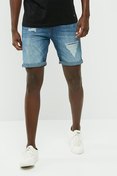 Slim denim shorts