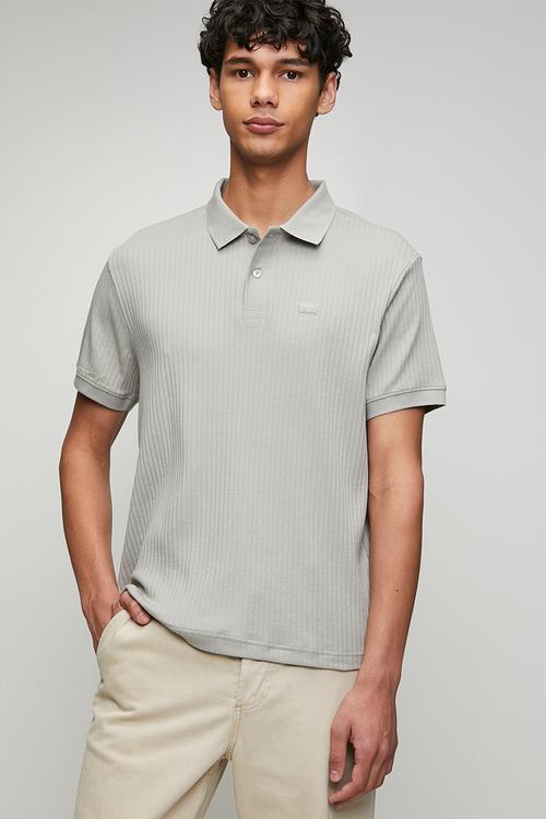Classic varigated ribs polo - grey