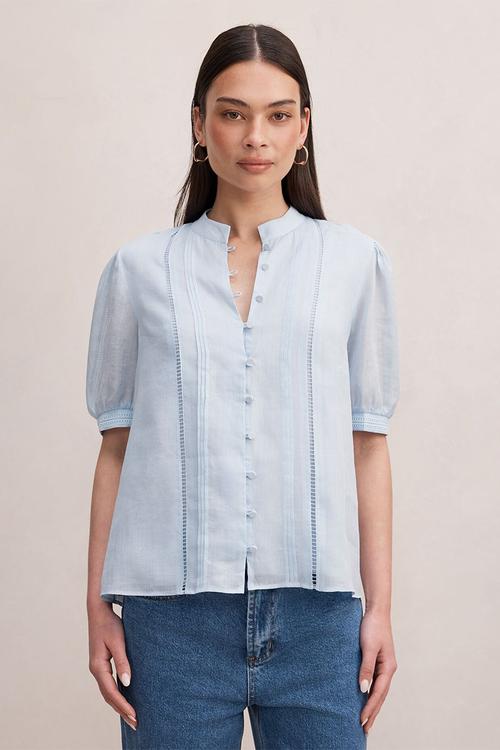 Skye trim detail blouse in blue bell