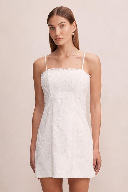Annika all over lace mini dress in porcelain