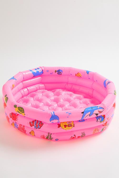 Sea life printed inflatable pool - hot pink