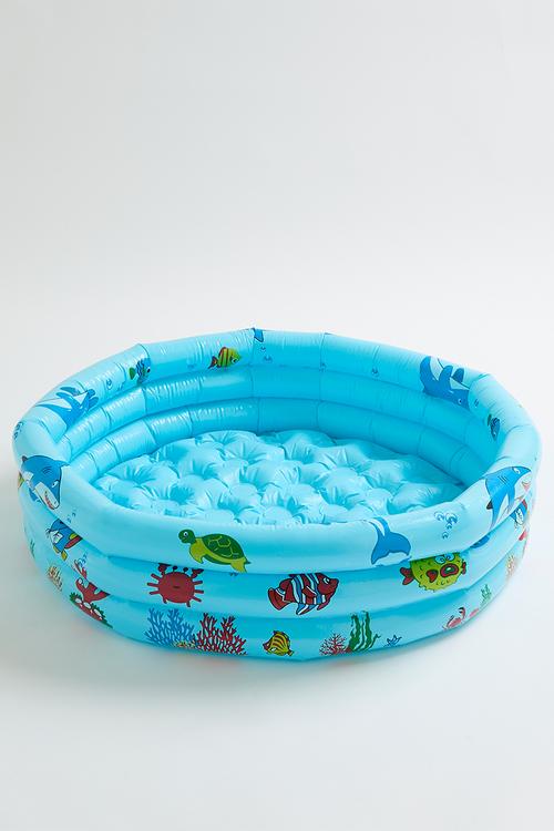 Sea life printed inflatable pool - sky blue