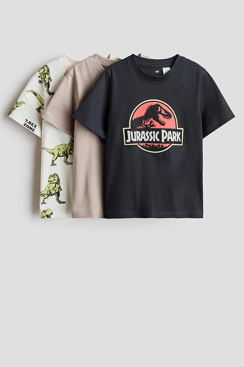 3-Pack printed T-shirts - dark grey/jurassic world