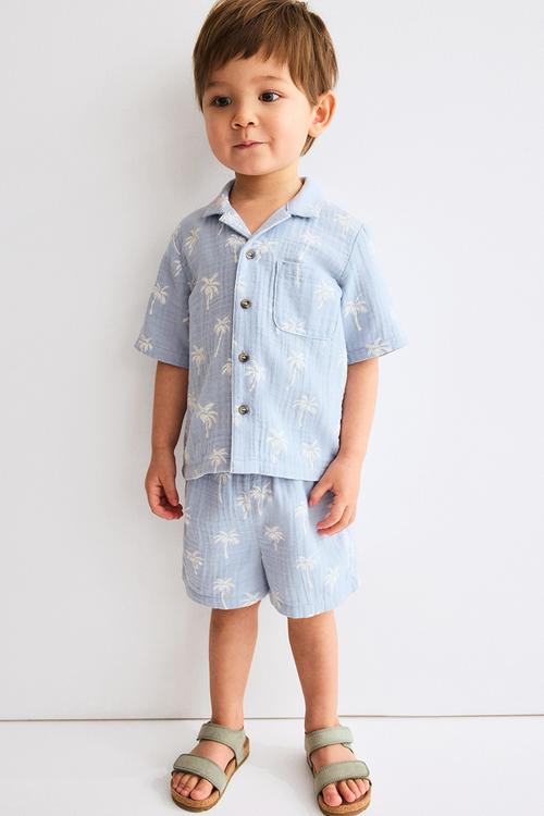 2-Piece set - light blue/palm trees