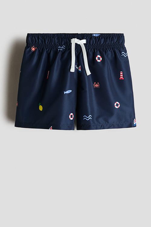 Printed swim shorts - navy blue/patterned