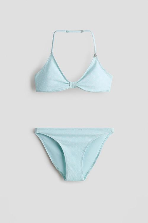 Charm-detail bikini - light blue/patterned