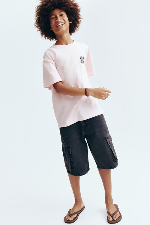 Cargo denim shorts - black
