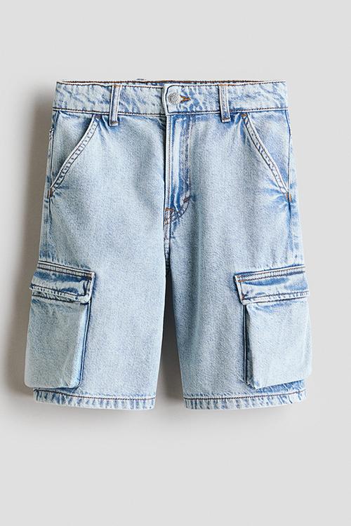 Cargo denim shorts - light denim blue
