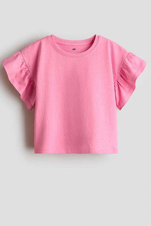 Flutter-sleeved top - hot pink