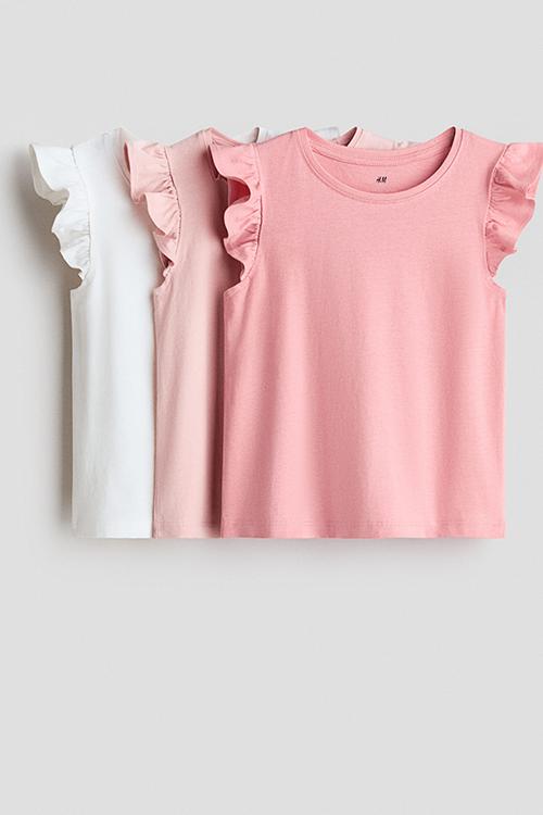 3-Pack flutter-sleeved tops - pink/light pink/cream
