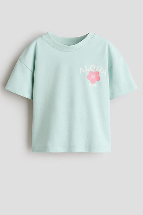 Printed T-shirt - light turquoise/aloha