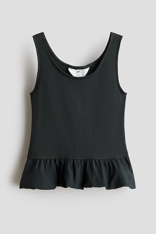 Bubble-hem vest top - dark grey