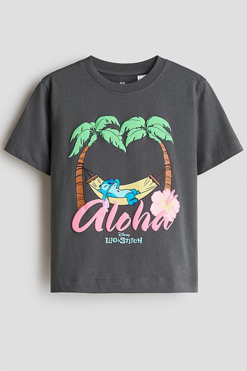 Printed t-shirt - dark grey/lilo & stitch