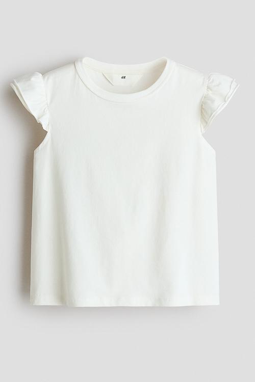 Flutter-sleeved top - white