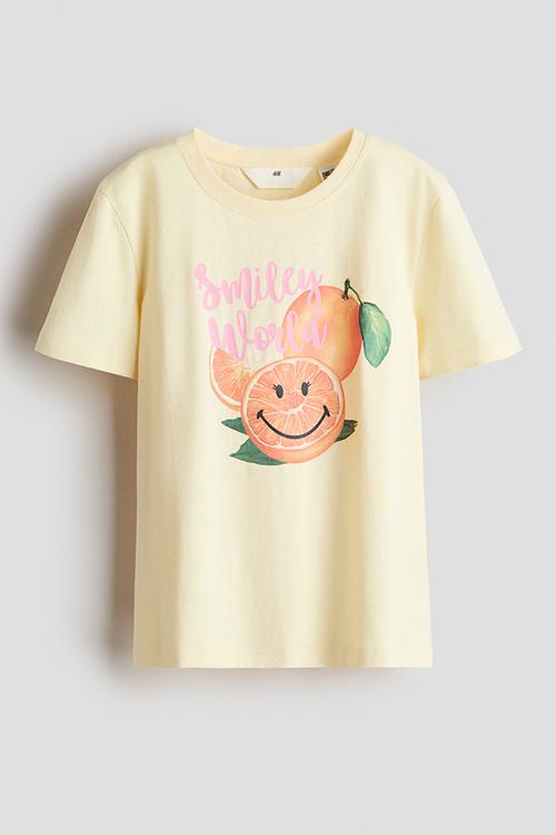 Print-motif cotton t-shirt - yellow/smileyworld®