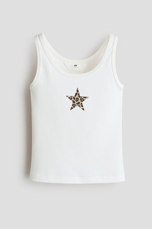 Motif-detail vest top - white/star