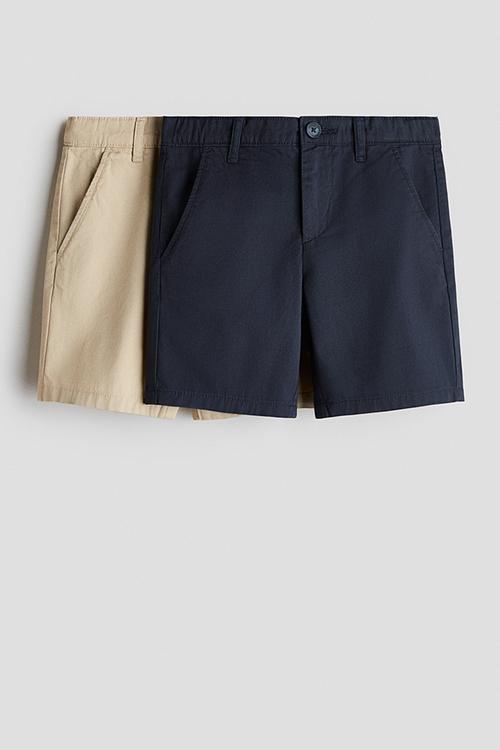 2-pack cotton chino shorts - navy blue/beige