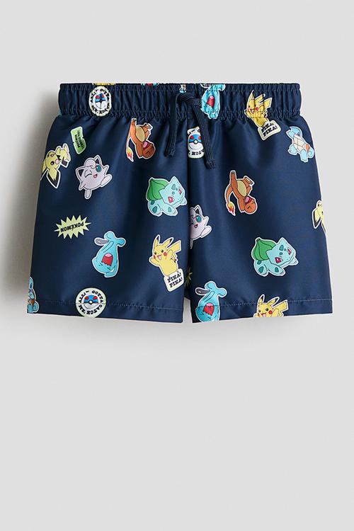 Printed swim shorts - navy blue/pokemon