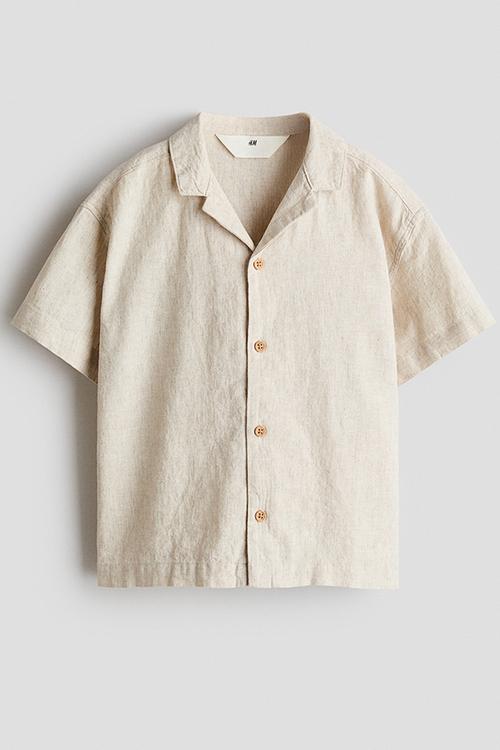 Linen-blend resort shirt - natural beige