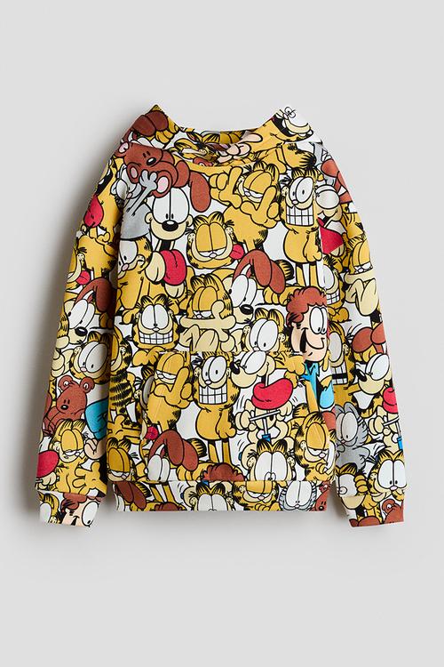 Printed hoodie - white/garfield