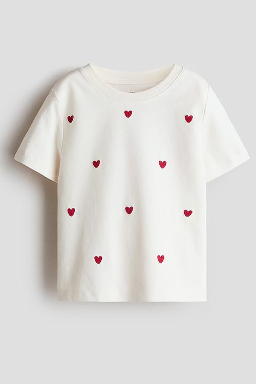 Motif-detail t-shirt - white/hearts