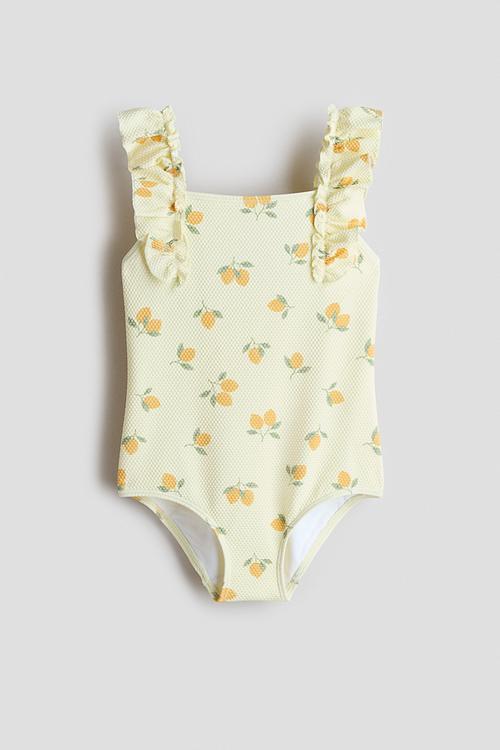 Frill-trimmed swimsuit - light yellow/lemons