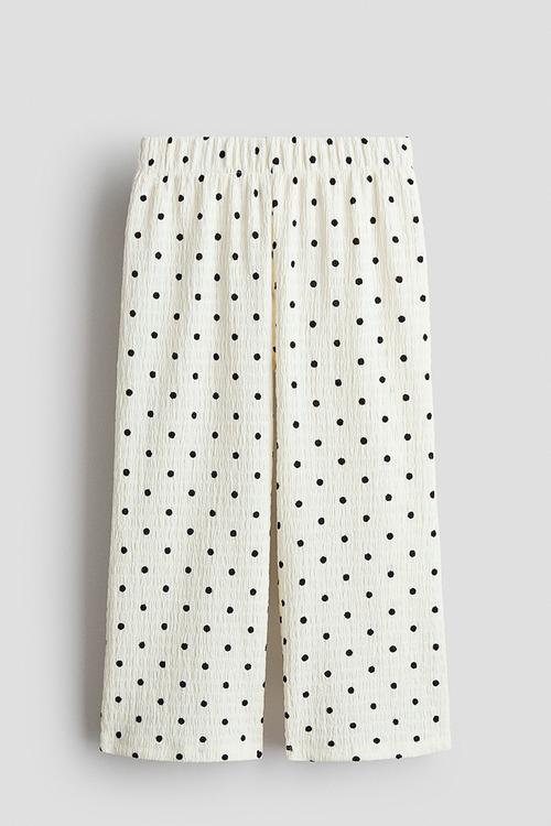 Wide crinkled trousers - white/polka dot