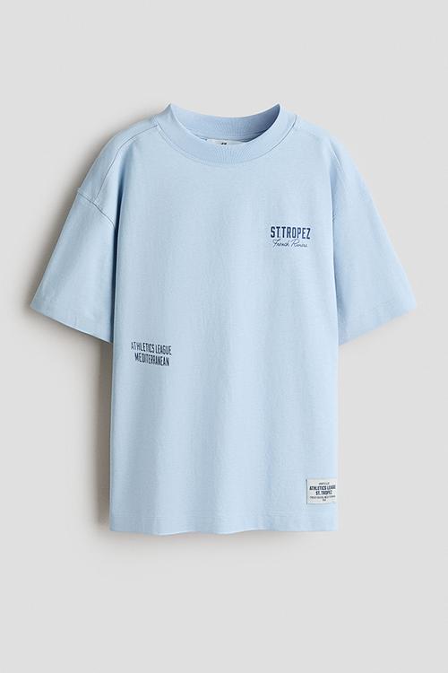 Print-motif T-shirt - light blue/st. tropez