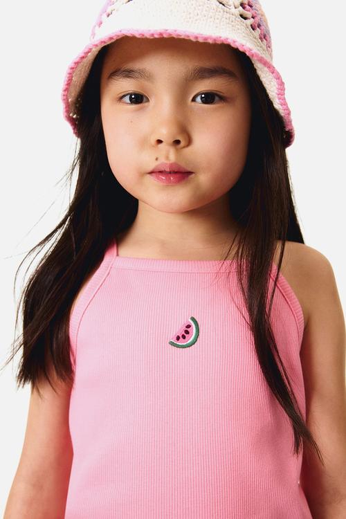 Embroidery-detail strappy top - pink/watermelon