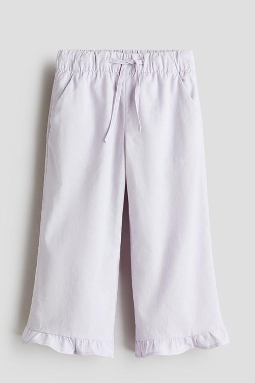 Linen-blend drawstring trousers - light purple
