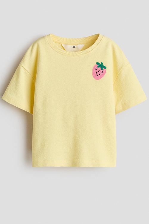 Cotton T-shirt - yellow/strawberry