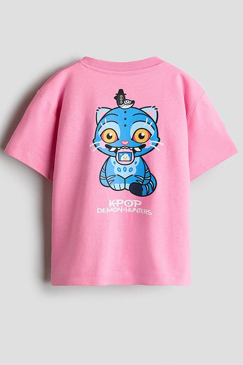 Printed cotton t-shirt - pink/kpop demon hunters