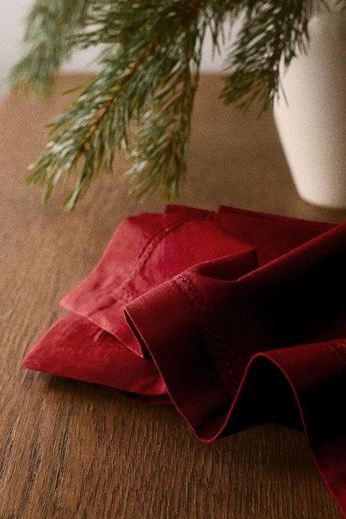 4-pack cotton napkins - dark red