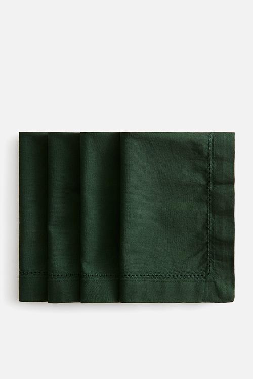 4-pack cotton napkins - dark green