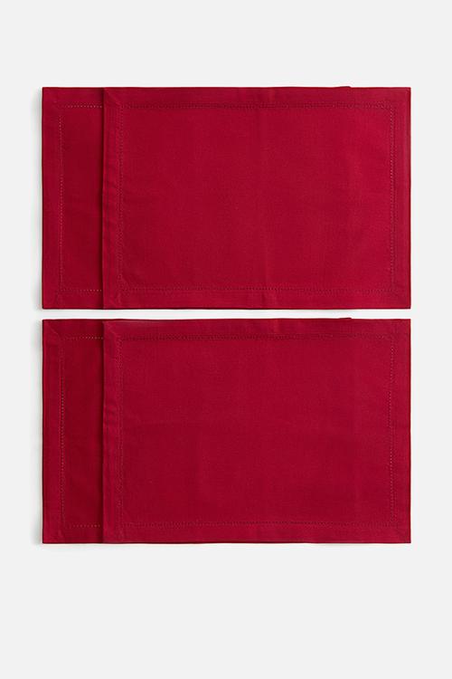 4-pack cotton place mats - dark red