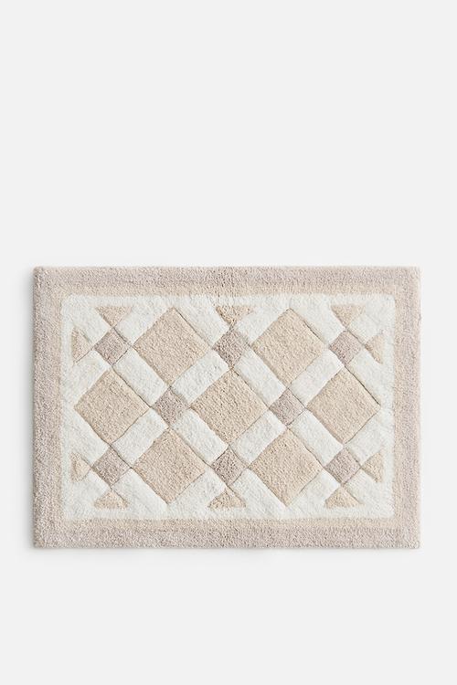Tufted cotton bath mat - beige/white