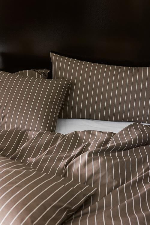 Striped double/king duvet cover set - mole/striped