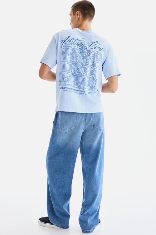 Loose fit printed T-shirt - light blue/ashbury house