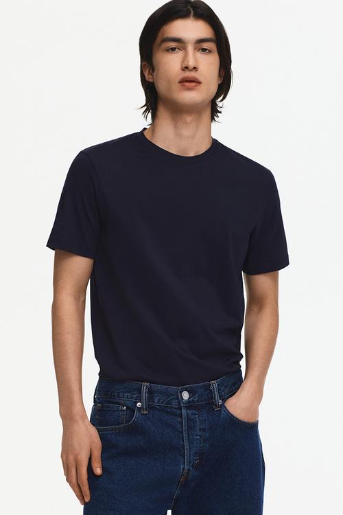 Slim fit pima cotton T-shirt - navy blue