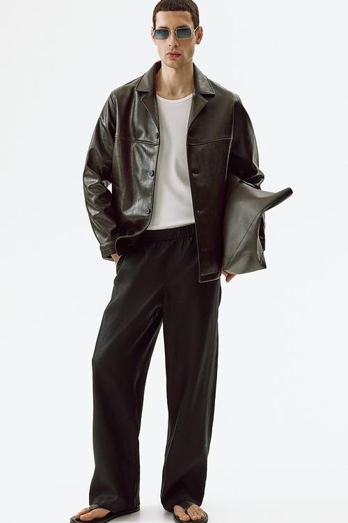 Loose fit linen trousers - black