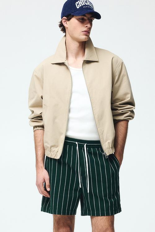 Regular fit shorts - dark green/striped
