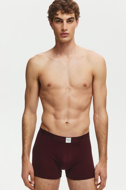 3-pack ribbed short trunks - black/dusty blue/burgundy