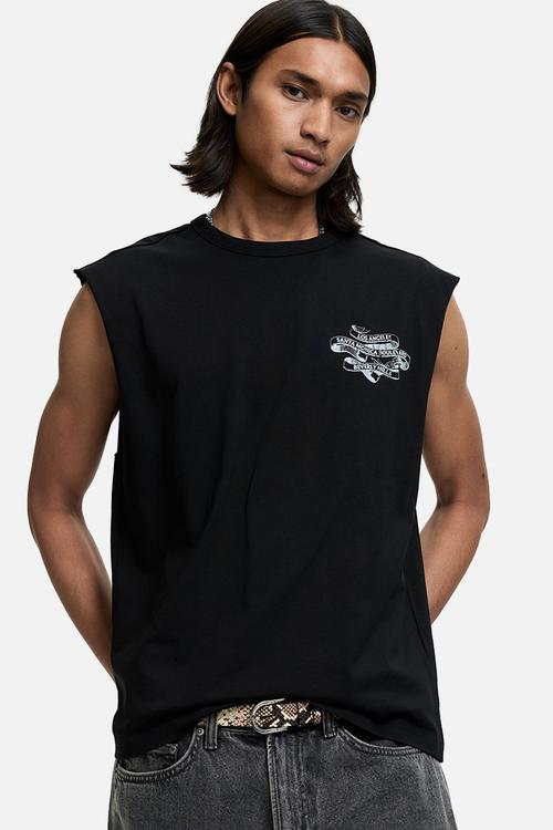 Loose fit printed vest top - black/los angeles