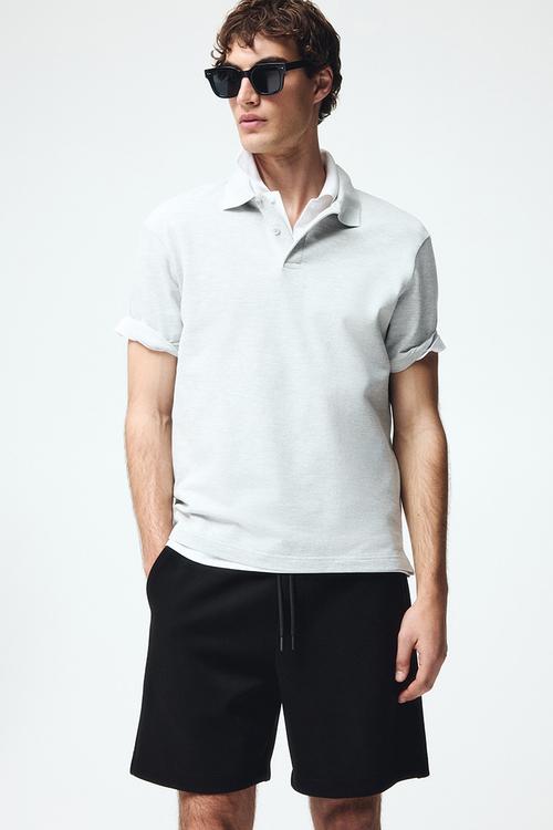 Regular fit interlock shorts - black