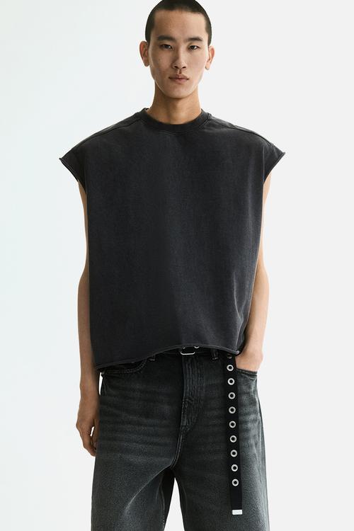Oversized fit boxy vest top - dark grey