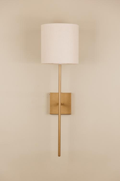 Bongo Wall Light with Linen Shade - Gold/Neutral
