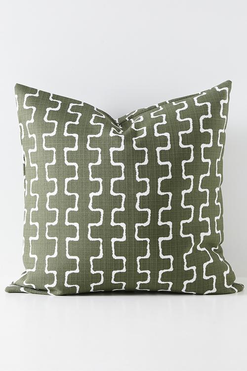 Retro Cushion Cover Olive & White